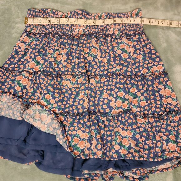 American Eagle | Blue with Pink Flowers Floral Print Skirt‎ | Size Large - Picture 1 of 4